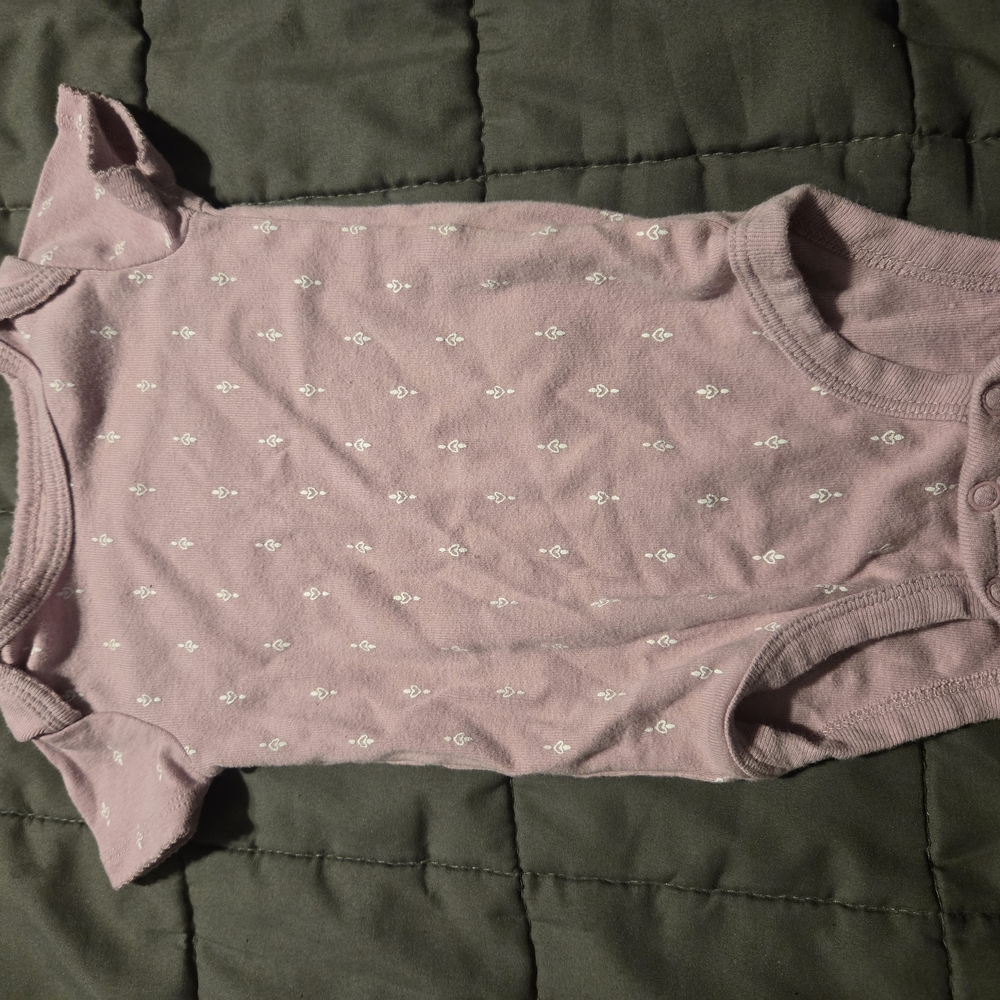 Pink Baby Onesie with White Floral Pattern